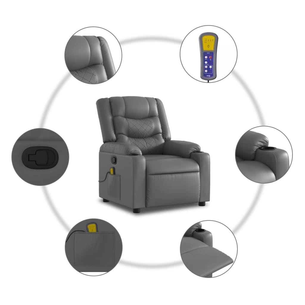 Fauteuil de massage inclinable gris - Jusqu'à -30% de remise