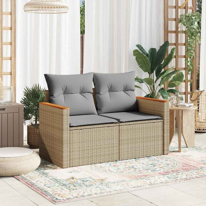 Banc de jardin 2 places en résine tressée beige - Jusqu'à -35%