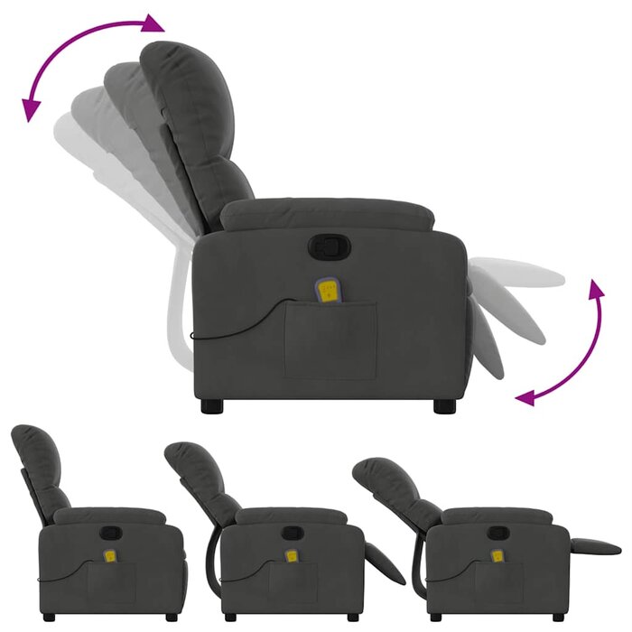 Fauteuil de massage inclinable microfibre gris - Jusqu'à 30% de remise