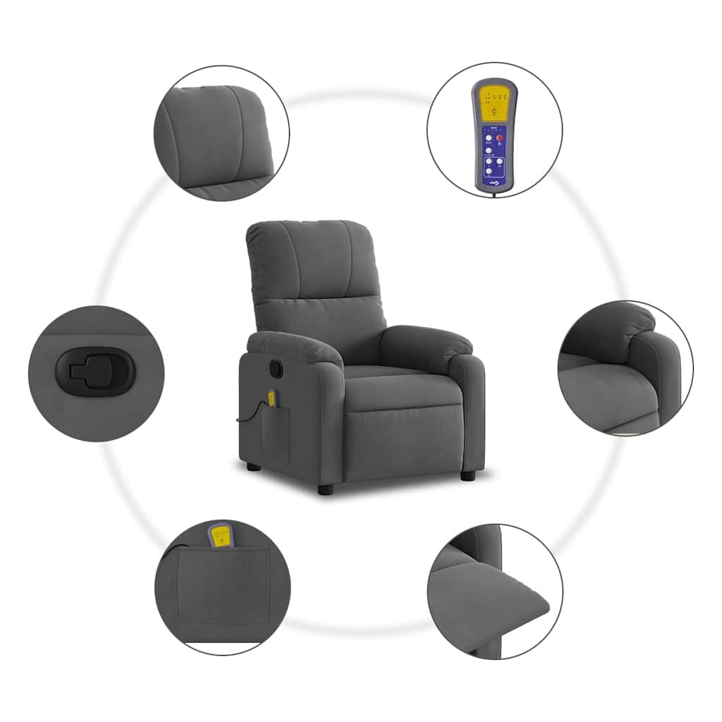 Fauteuil de massage inclinable microfibre gris - Jusqu'à 30% de remise