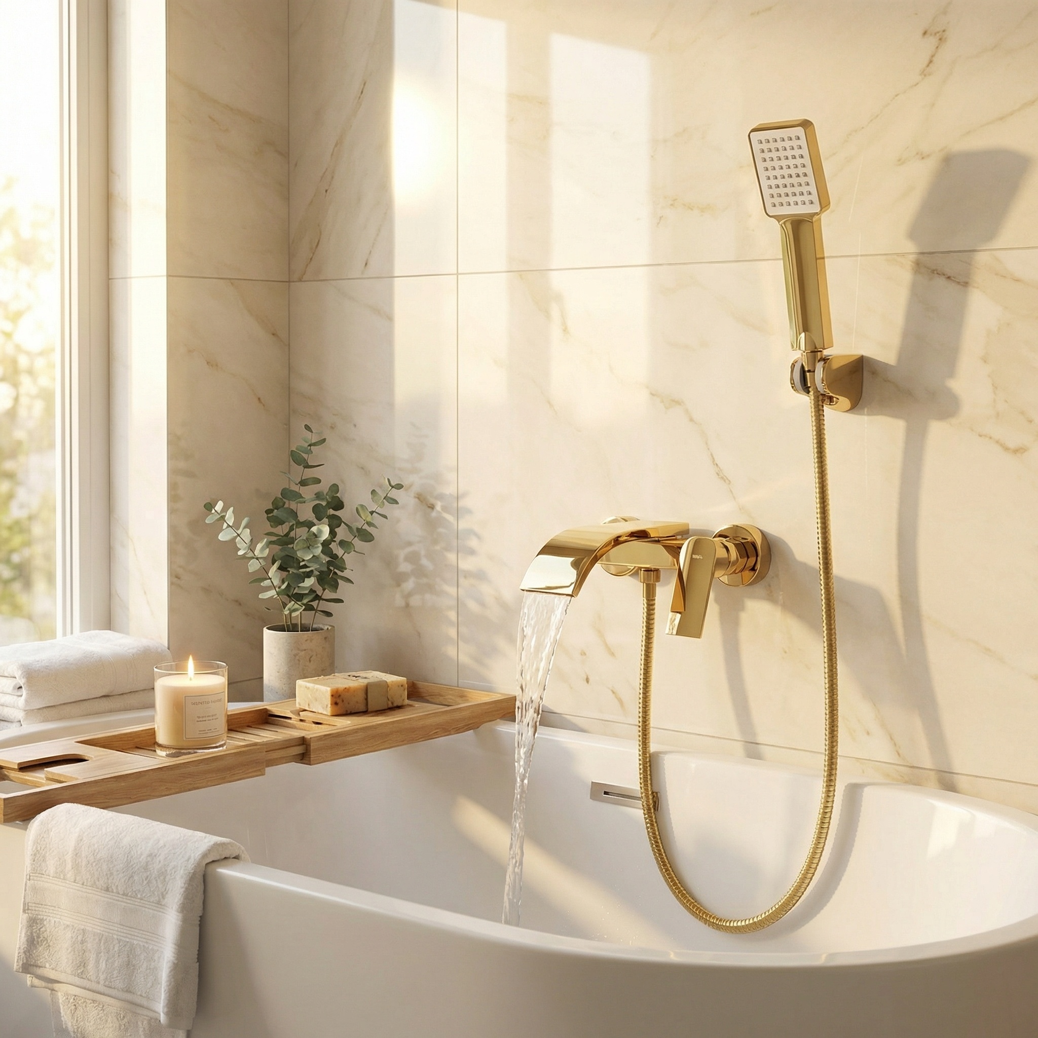 Mitigeur de baignoire cascade doré - Jusqu'à 30% de remise