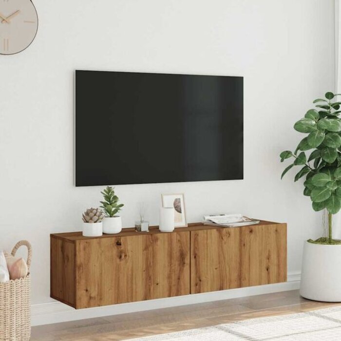 Meuble TV mural chêne artisan 120 cm - Jusqu'à -34% sur le retour