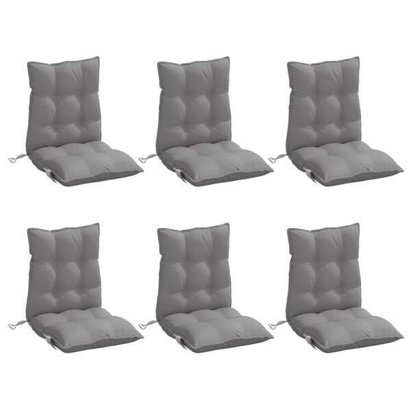 Lot de 6 coussins de chaise dossier bas Oxford gris - Jusqu'à -34%