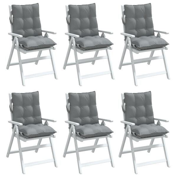 Lot de 6 coussins de chaise dossier bas Oxford gris - Jusqu'à -34%