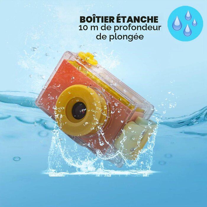 Mini appareil photo enfant étanche - 8MP - Rose - Jusqu'à 32% de remise
