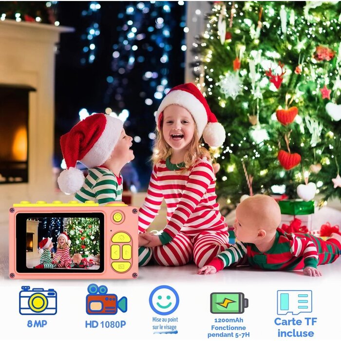Mini appareil photo enfant étanche - 8MP - Rose - Jusqu'à 32% de remise