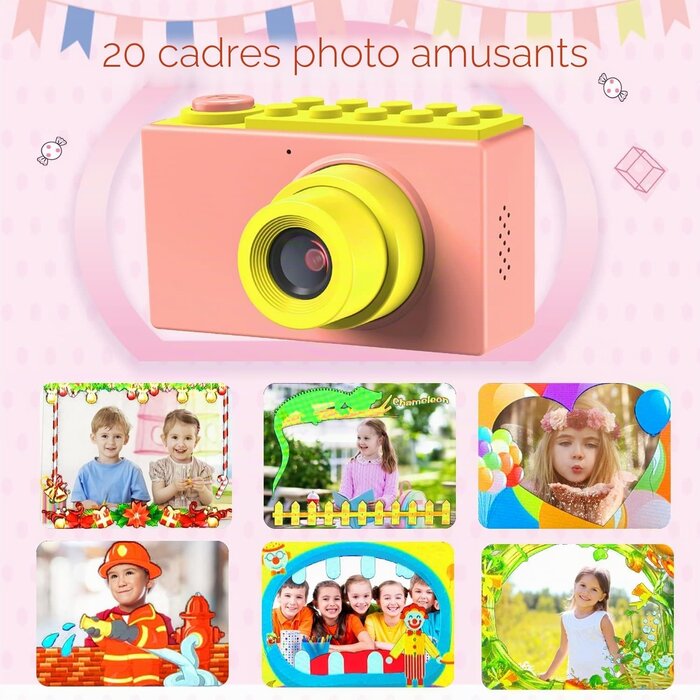 Mini appareil photo enfant étanche - 8MP - Rose - Jusqu'à 32% de remise