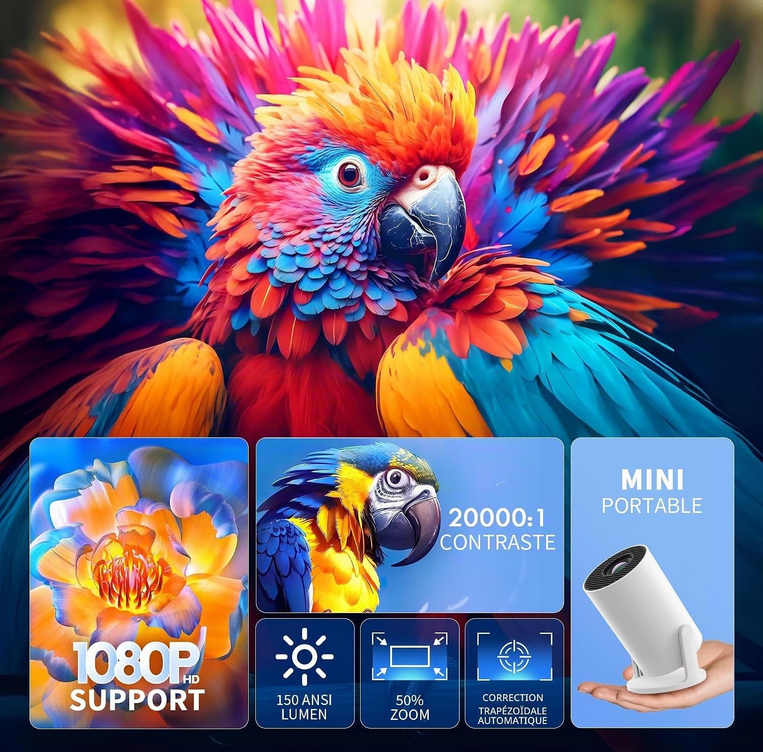 Mini projecteur Full HD Android TV portable - Jusqu'à 34 % de réduction