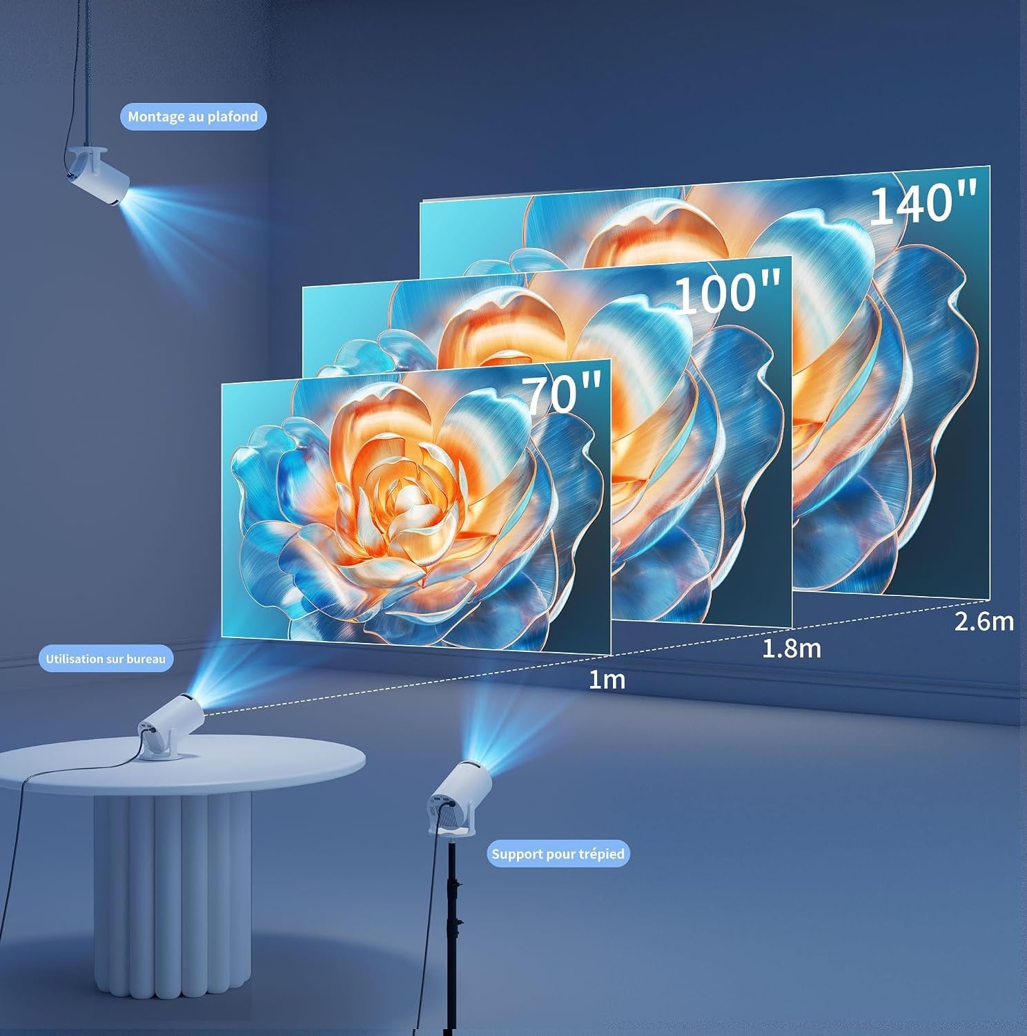 Mini projecteur Full HD Android TV portable - Jusqu'à 34 % de réduction