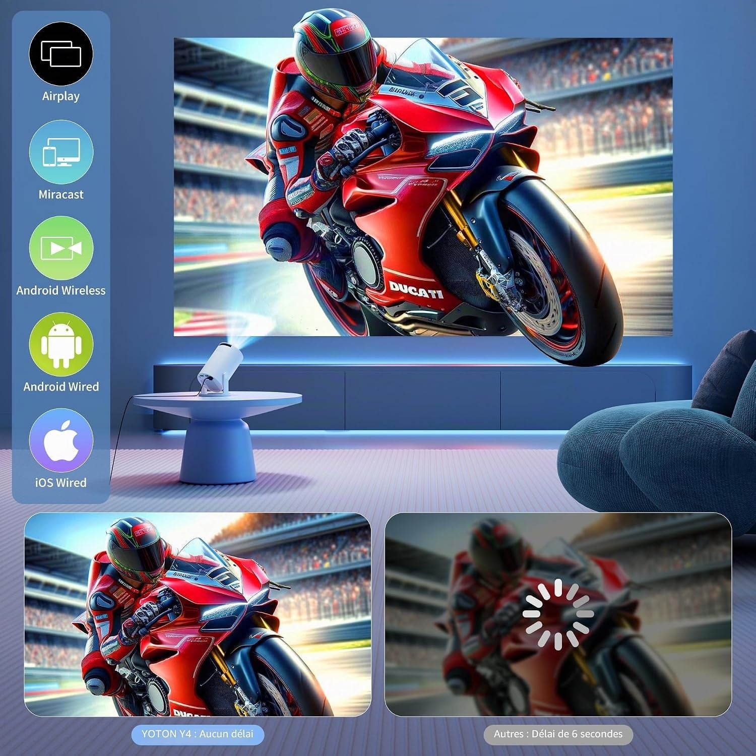 Mini projecteur Full HD Android TV portable - Jusqu'à 34 % de réduction