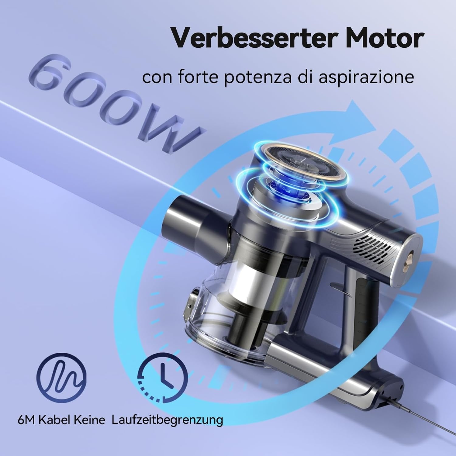 Aspirateur Balai Filaire 6-en-1 Puissant - Bleu Ciel - Jusqu'à -33%