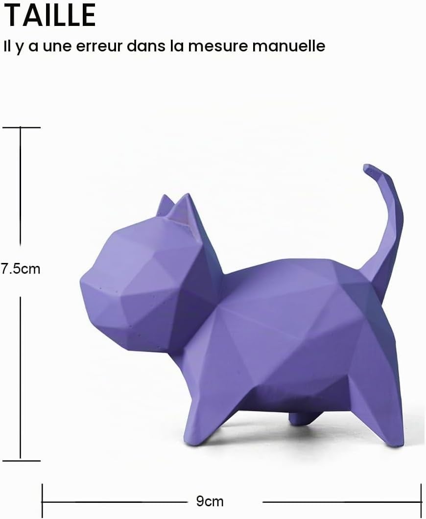Lot de 5 statuettes chats géométriques - Gris - Jusqu'à -33%