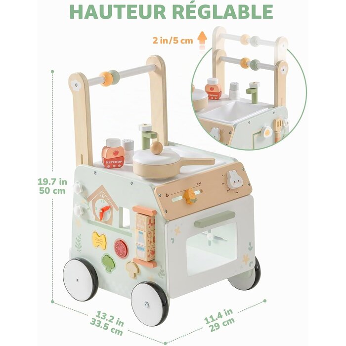 Chariot de marche 2-en-1 avec cuisine intégrée - Vert - Jusqu'à 34% de remise