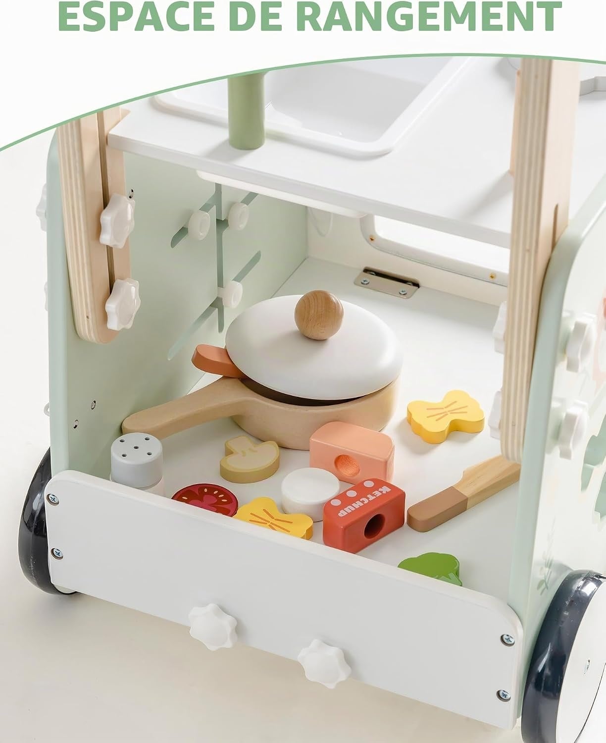 Chariot de marche 2-en-1 avec cuisine intégrée - Vert - Jusqu'à 34% de remise