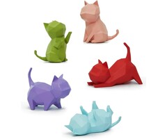 Lot de 5 figurines chat géométriques - Gris - Jusqu'à -33% sur l'outlet