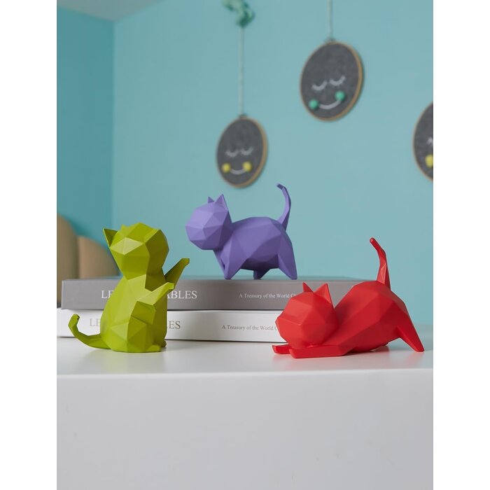 Lot de 5 figurines chats géométriques gris - Jusqu'à -33%