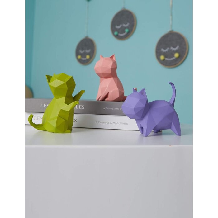 Lot de 5 statues chats géométriques gris - Jusqu'à -33%
