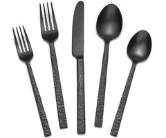 Set de 60 couverts en acier noir martelé - Jusqu'à -41%