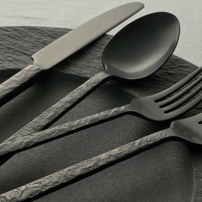 Set de 60 couverts en acier noir martelé - Jusqu'à 35% de réduction