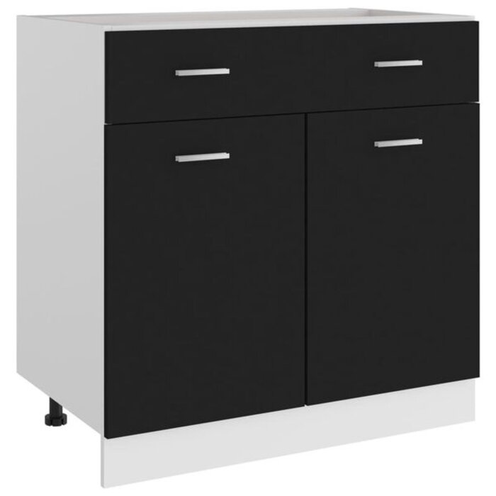 Meuble sous-évier Lyon noir 80 cm - Jusqu'à -35% sur nos modèles outlet