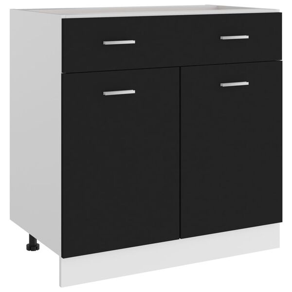 Meuble sous-évier Lyon noir 80 cm - Jusqu'à -35% sur nos modèles outlet