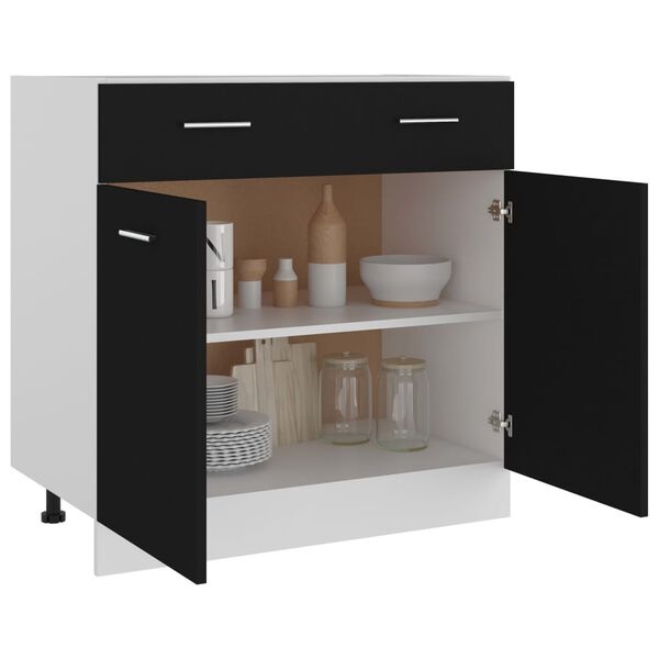 Meuble sous-évier Lyon noir 80 cm - Jusqu'à -35% sur nos modèles outlet