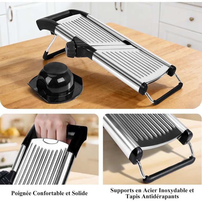 Mandoline de cuisine professionnelle en inox - Réglable - Jusqu'à 31% de remise
