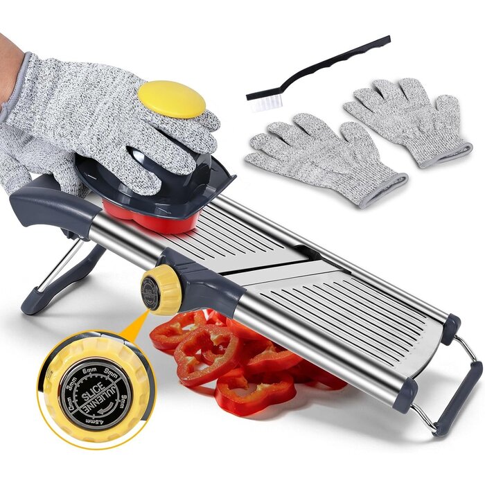 Mandoline de cuisine professionnelle en inox - Réglable - Jusqu'à 31% de remise