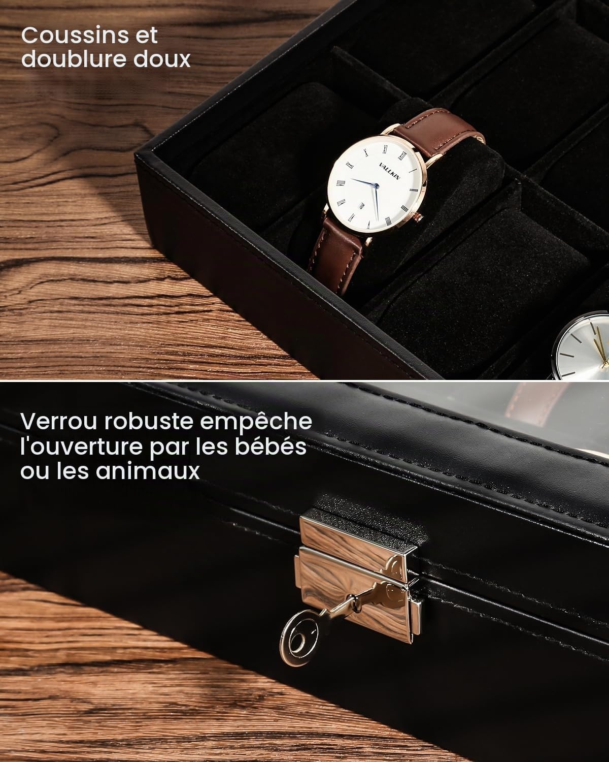 Coffret de rangement pour 24 montres - Similicuir noir - Jusqu'à -32%