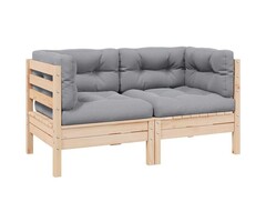 Vidaxl Banc de jardin 2 places en pin massif avec coussins gris - Jusqu'à -35%