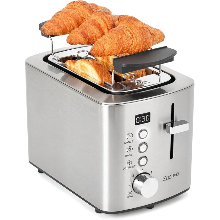 Grille-pain 2 tranches inox avec minuterie LED - Jusqu'à -27% sur le prix