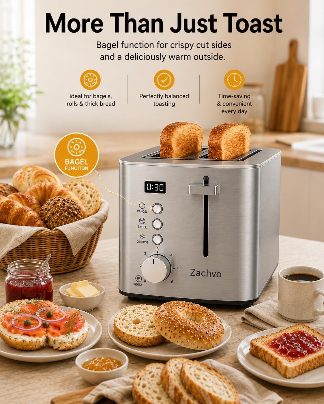 Grille-pain 2 tranches inox avec minuterie LED - Jusqu'à -27% sur le prix
