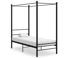 Vidaxl Lit à baldaquin en métal noir 90x200 cm - Jusqu'à -35%