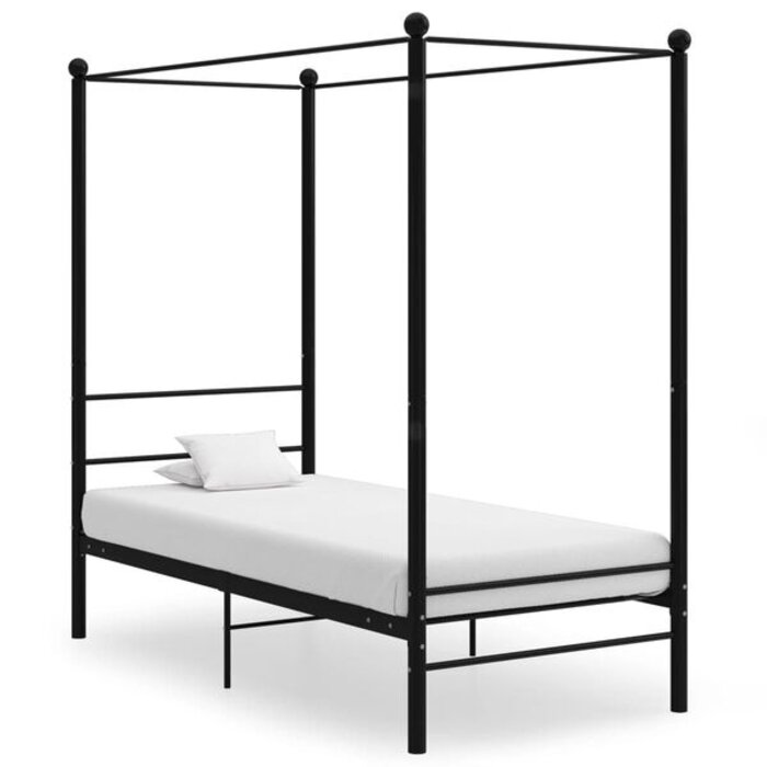 Lit à baldaquin en métal noir 90x200 cm - Jusqu'à -35%