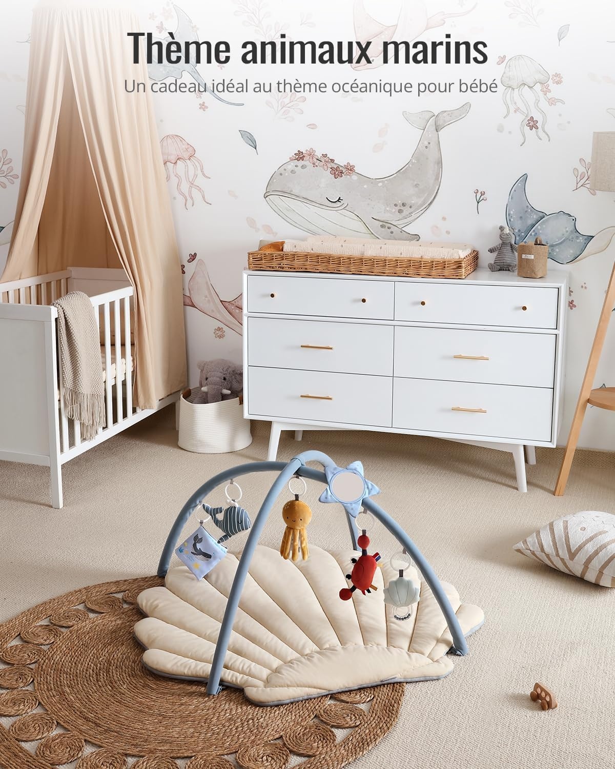 Tapis d'éveil Boho Océan 103x96cm avec jouets - Jusqu'à -33% de remise