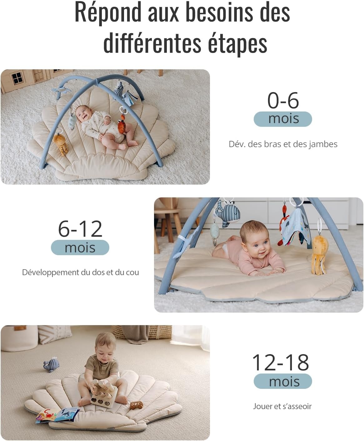 Tapis d'éveil Boho Océan 103x96cm avec jouets - Jusqu'à -33% de remise