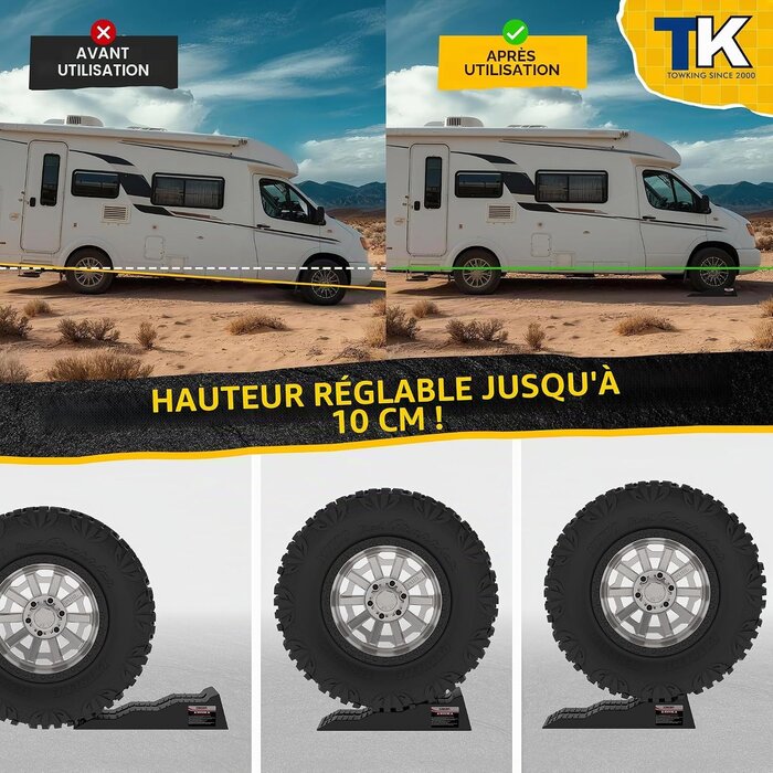 Lot de 2 cales de nivellement 10T pour camping-car - Jusqu'à 33% de remise
