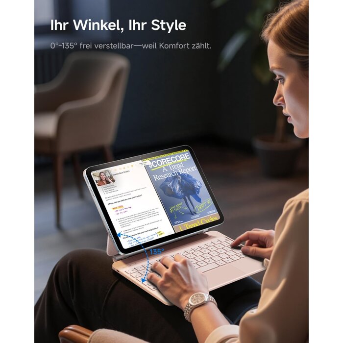 Hou Étui clavier rétroéclairé pour iPad 10e gén. Rose - Jusqu'à 56% de remise