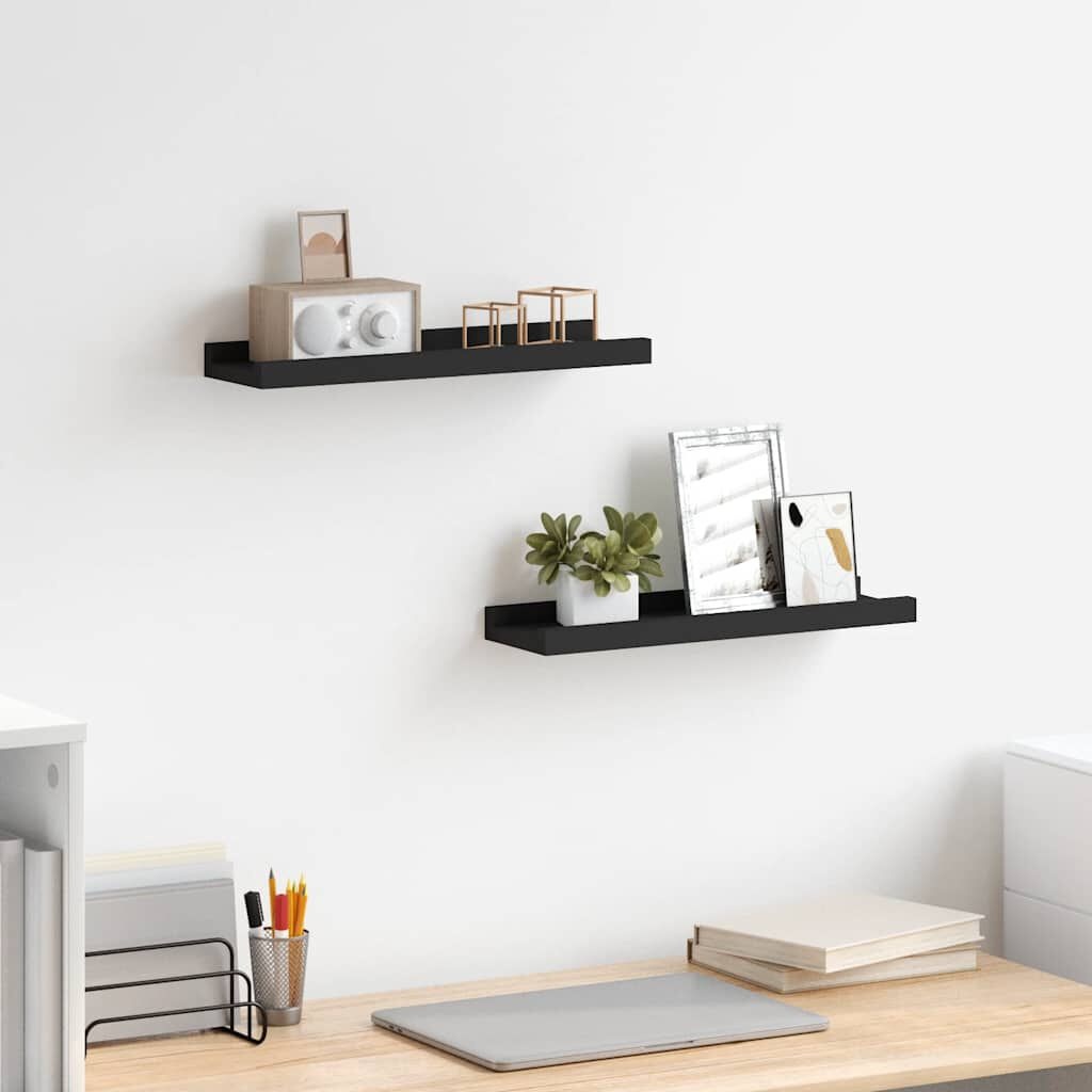 Vidaxl Lot de 2 étagères porte-photos MDF noir 40cm - Jusqu'à -30%