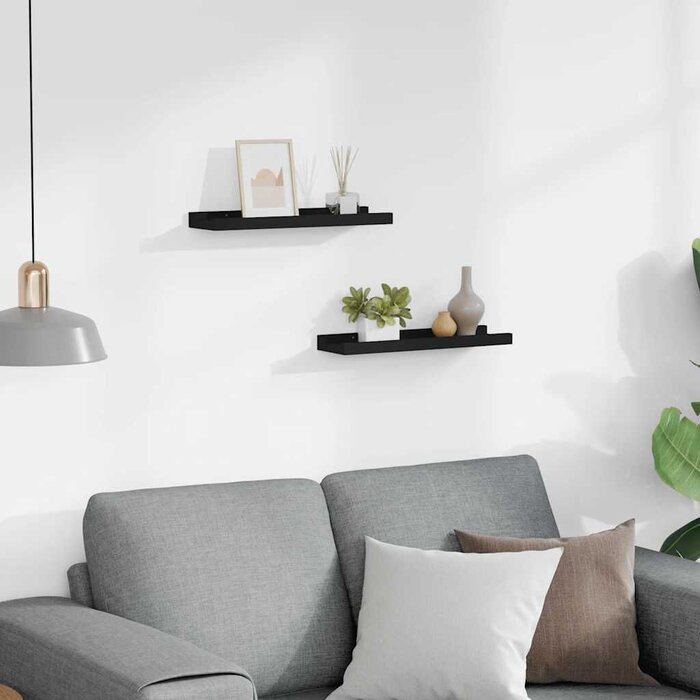 Vidaxl Lot de 2 étagères porte-photos MDF noir 40cm - Jusqu'à -30%