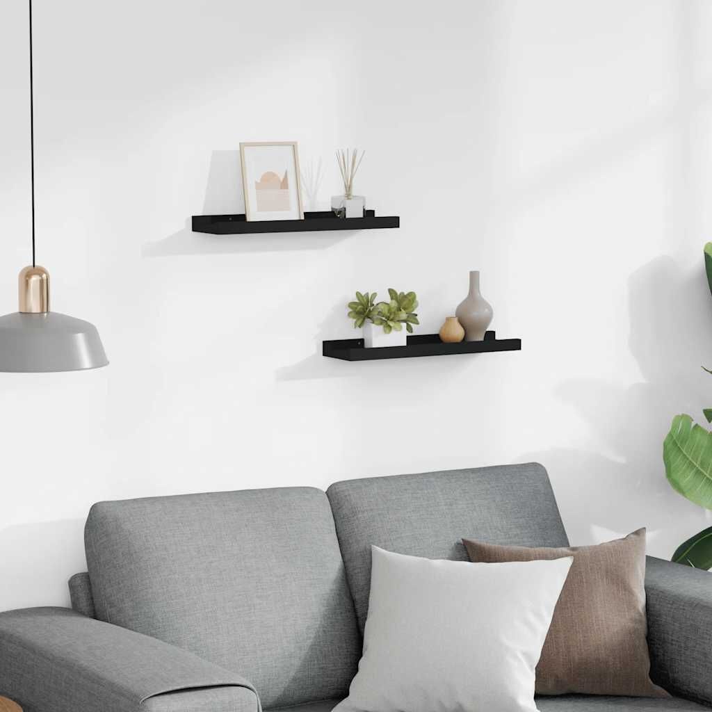 Vidaxl Lot de 2 étagères porte-photos MDF noir 40cm - Jusqu'à -30%