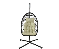 Viking Choice Fauteuil Suspendu Pliable Style Œuf - Noir/Beige - Jusqu'à -45%