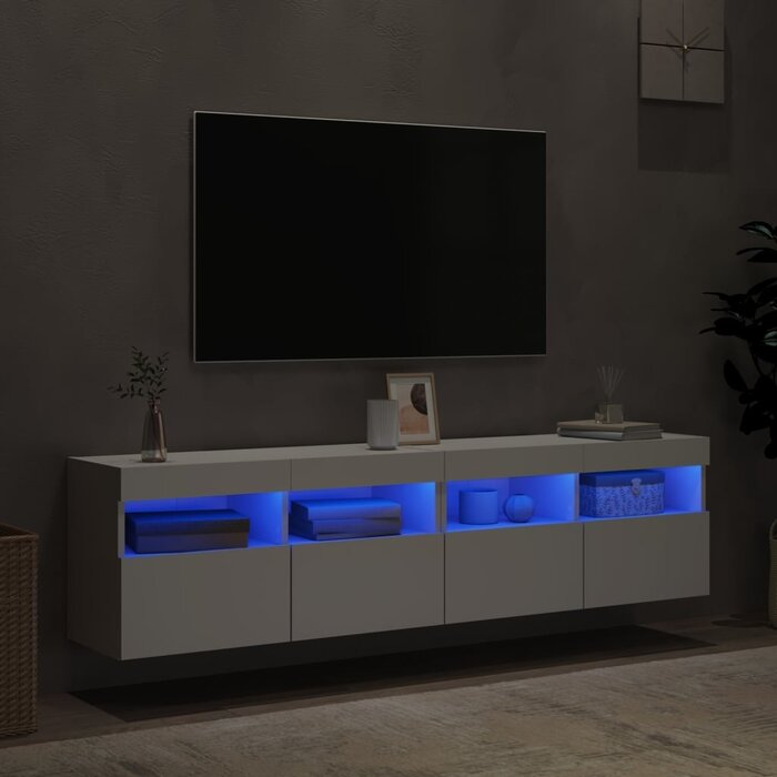 Lot de 2 meubles TV muraux LED - Blanc - Jusqu'à -35%