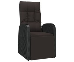 Vidaxl Chaise de jardin inclinable en rotin noir - Jusqu'à 34 % de réduction