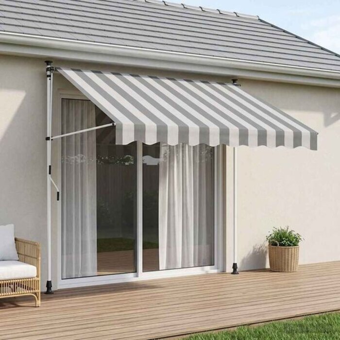 Vidaxl Store banne manuel rétractable 250 cm - Anthracite/Blanc - Jusqu'à -35%