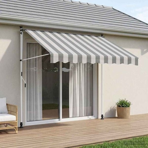 Vidaxl Store banne manuel rétractable 250 cm - Anthracite/Blanc - Jusqu'à -35%