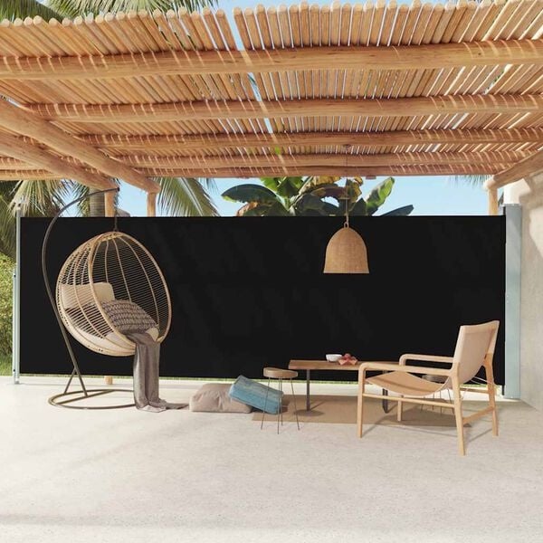 Vidaxl Brise-vue latéral rétractable 180x600 cm noir - Jusqu'à 35% de remise
