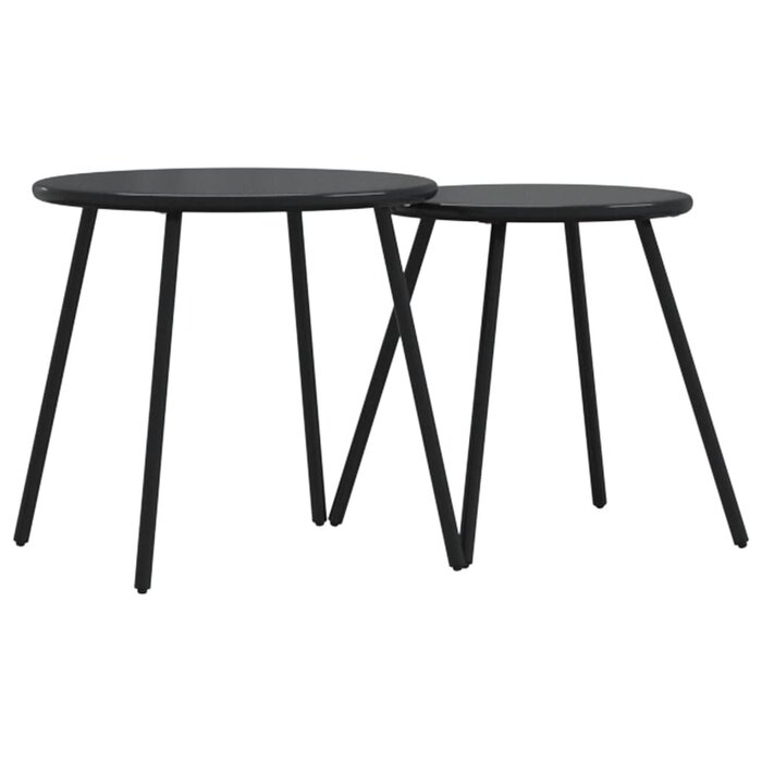 Vidaxl Lot de 2 tables basses de jardin rondes en acier noir - Jusqu'à 34% de remise