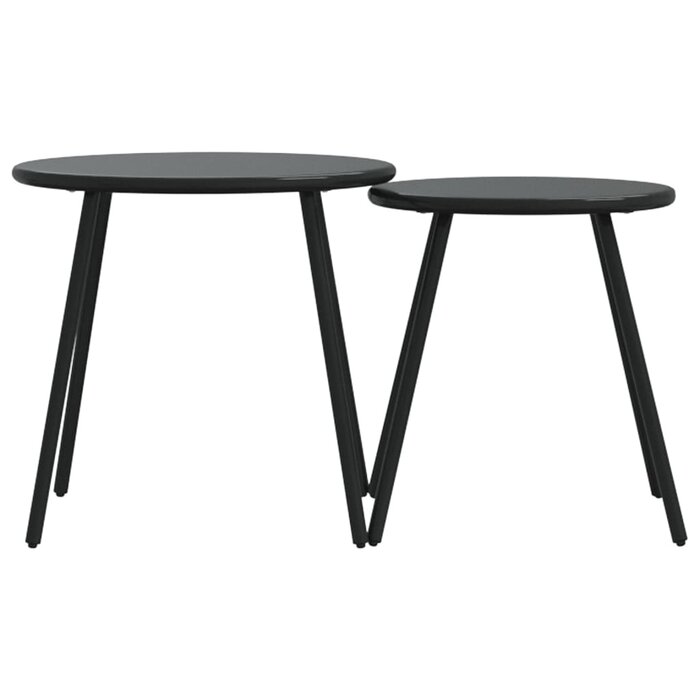 Vidaxl Lot de 2 tables basses de jardin rondes en acier noir - Jusqu'à 34% de remise