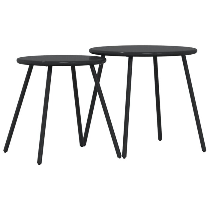Vidaxl Lot de 2 tables basses de jardin rondes en acier noir - Jusqu'à 34% de remise